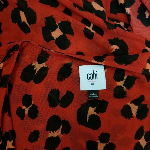 CAbi Sexy 5771 Siren Red Leopard Nylon Net Midi Wrap Dress * Ladies Size XS NEW - Picture 11 of 11